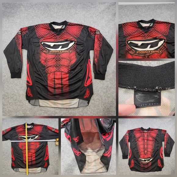 JT Racing Paintball Jersey Mens L Large Red Black Diamond Plate Armor VTG 2000s - Picture 1 of 16